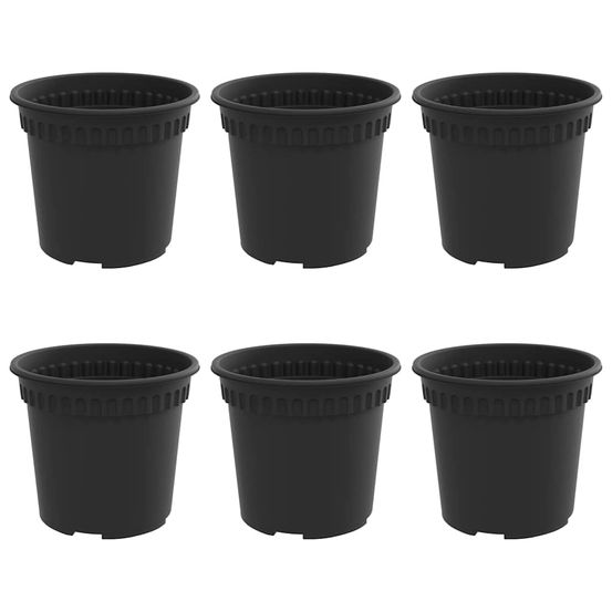Pot à fleurs rond 6 pc noir ø 15 x 12 cm plastique