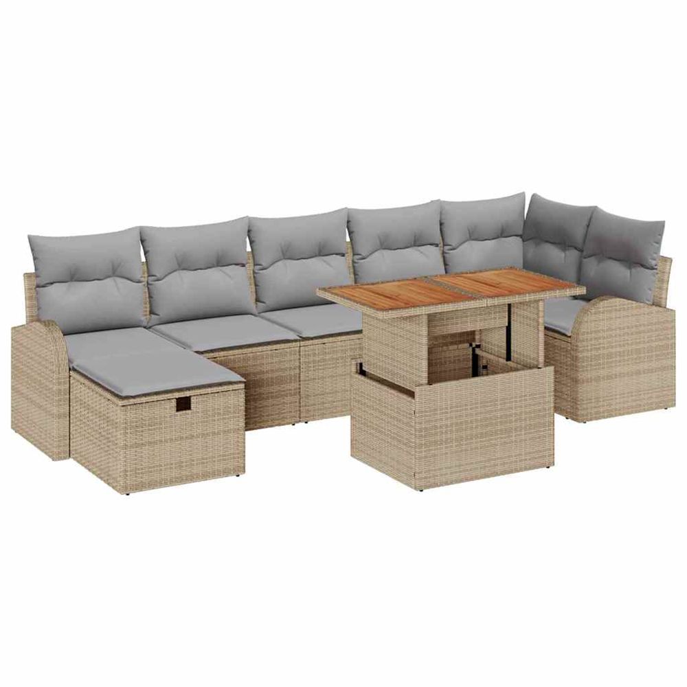 Ensemble de canapé de jardin 8 pc beige polyrotin