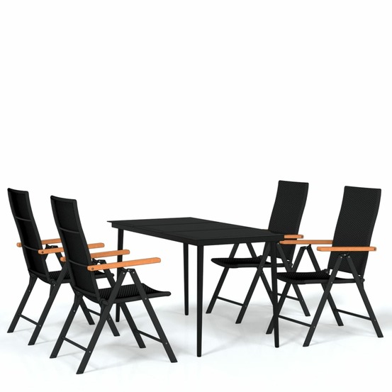 Ensemble à manger de jardin 5 pcs noir