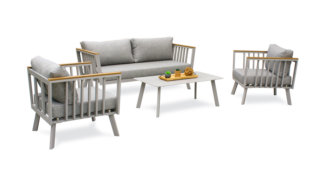 Salon NAPOLI 5P en aluminium - GRIS