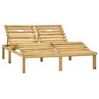 Transat chaise longue bain de soleil lit de jardin terrasse meuble d'extérieur double bois de pin imprégné de vert