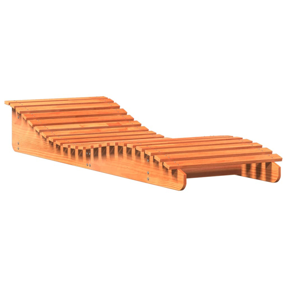 Chaise longue cire marron 205x70x31,5 cm bois massif de pin bain de soleil