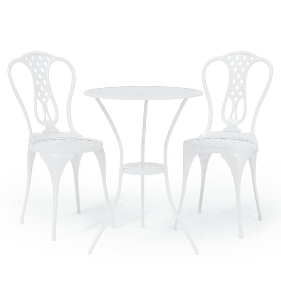Ensemble de bistro 3 pcs aluminium coulé blanc