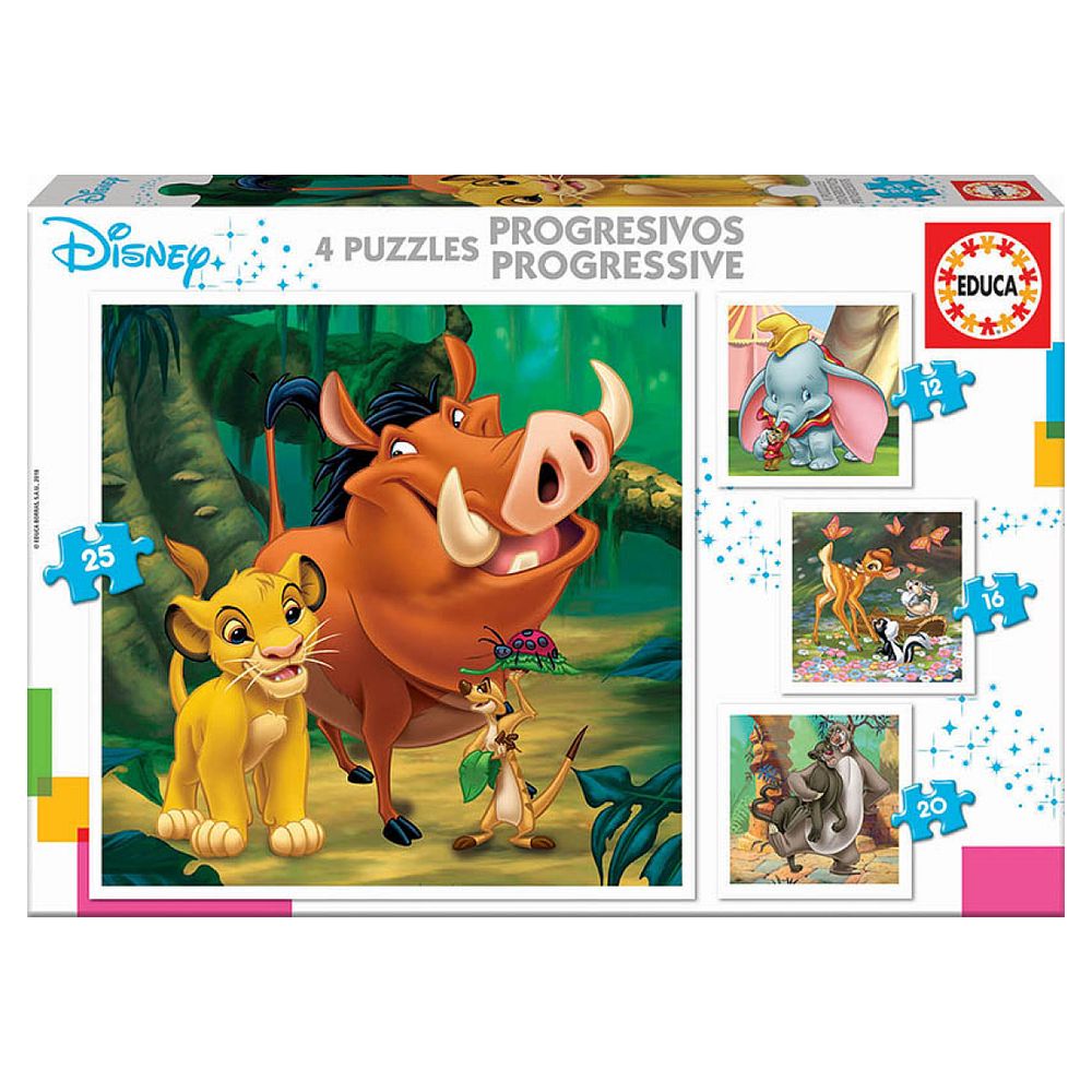 4 puzzles evolutifs - les animaux de disney