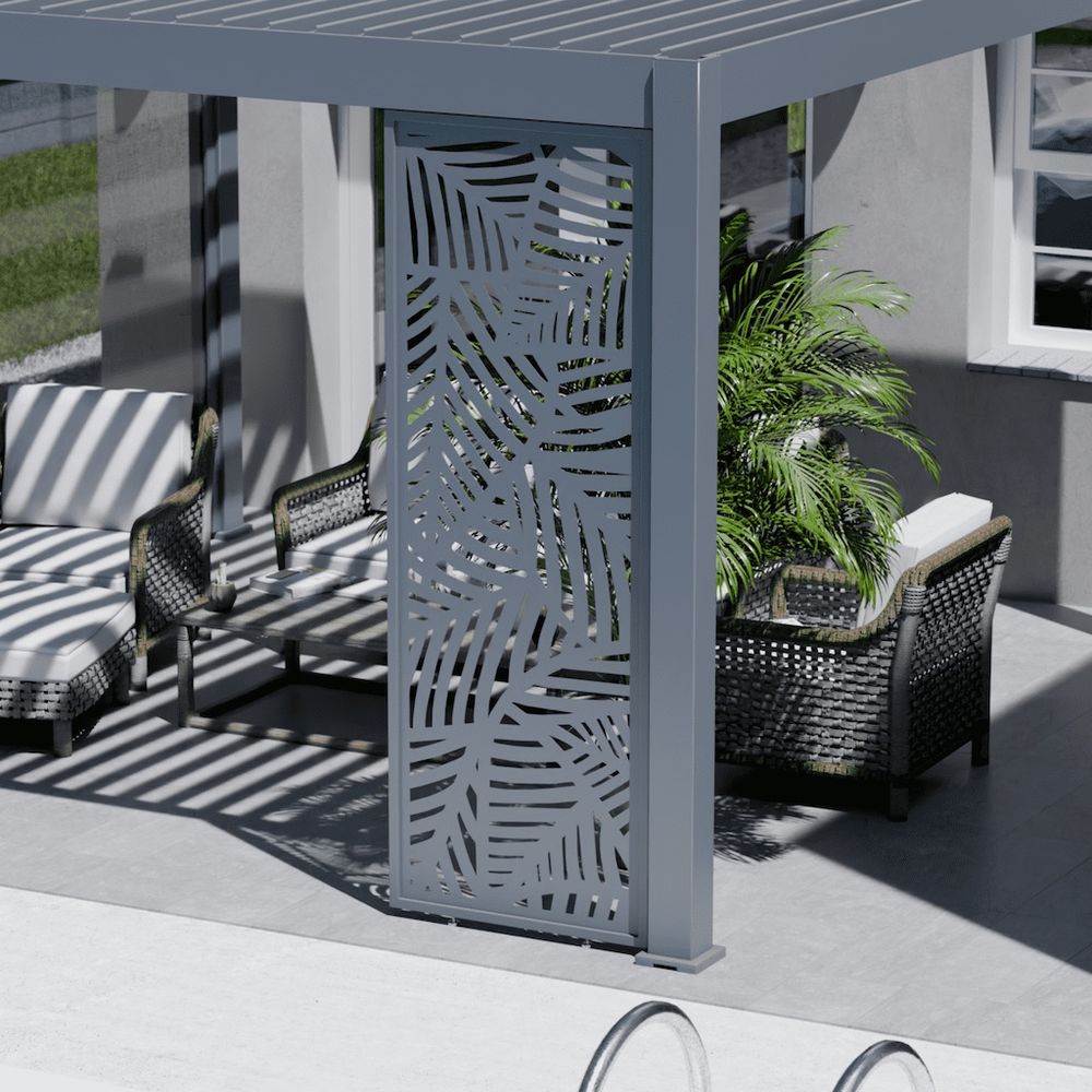 Panneau brise-vue - ventelles horizontales - 1m - ombréa - anthracite ventelles finition bois