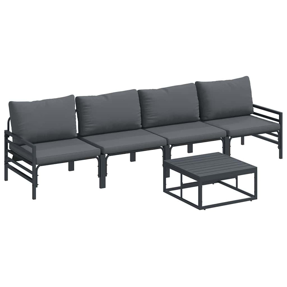 Ensemble de canapé de jardin avec coussin 5 pcs noir acier