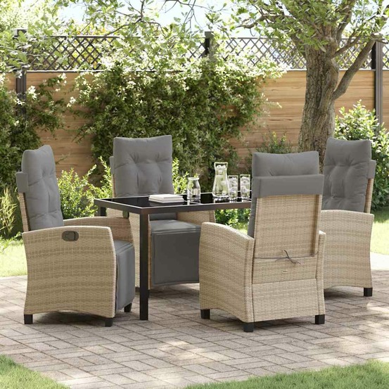 Ensemble de salle à manger pour jardin 5 pcs beige polyrotin