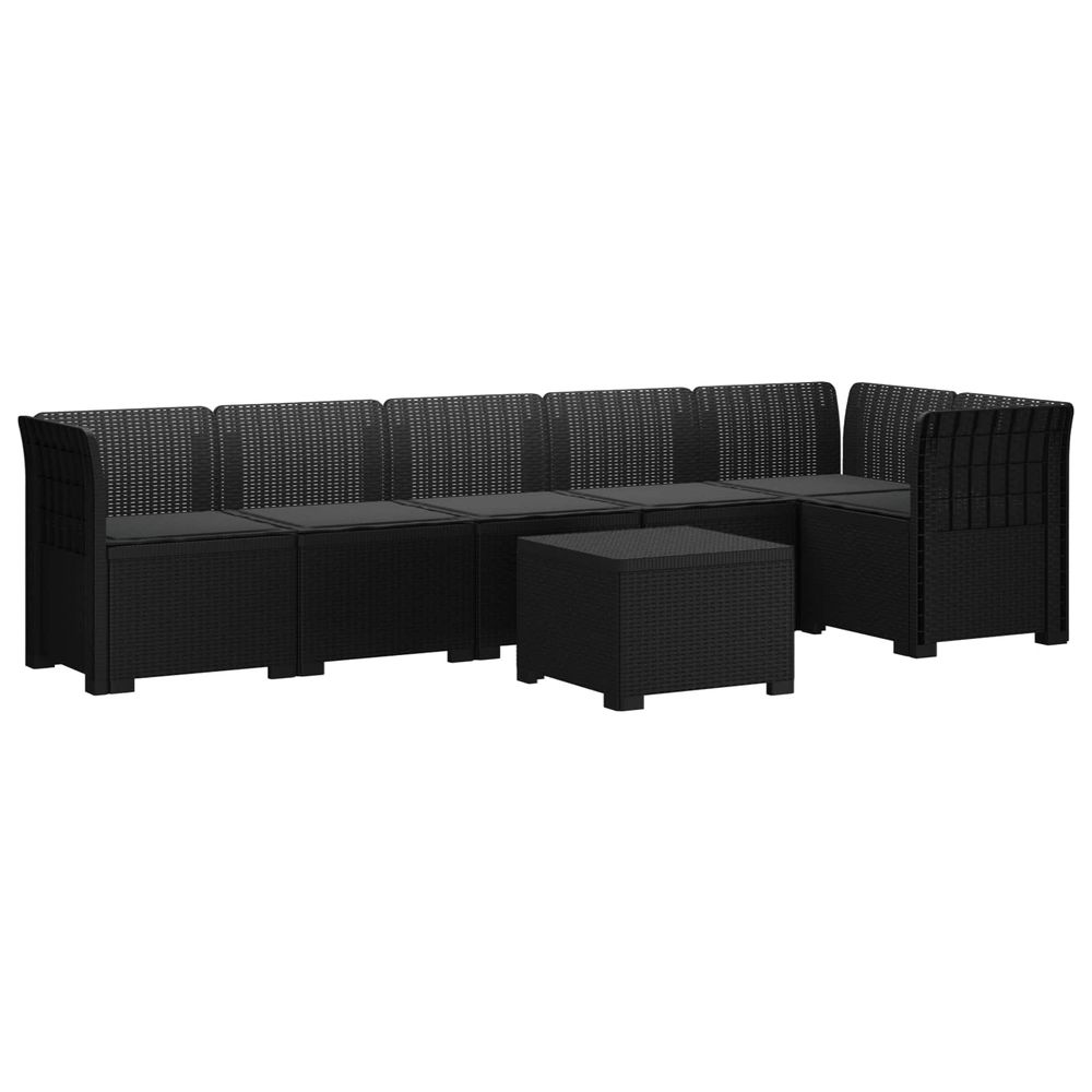 Canapé de jardin 6 places avec coussins aspect rattan pp
