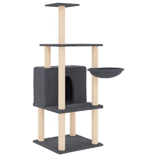 Arbre à chat meuble tour grimper jouet grattage grattoir escalade plateforme avec griffoirs en sisal foncé 132 cm gris 02_002