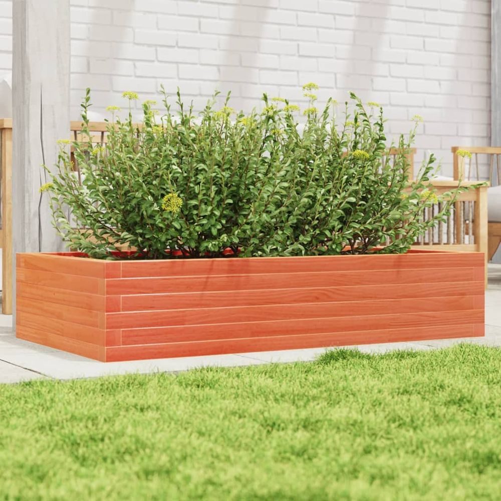 Très grande jardinière xxl bois cire marron 110x60x23 cm