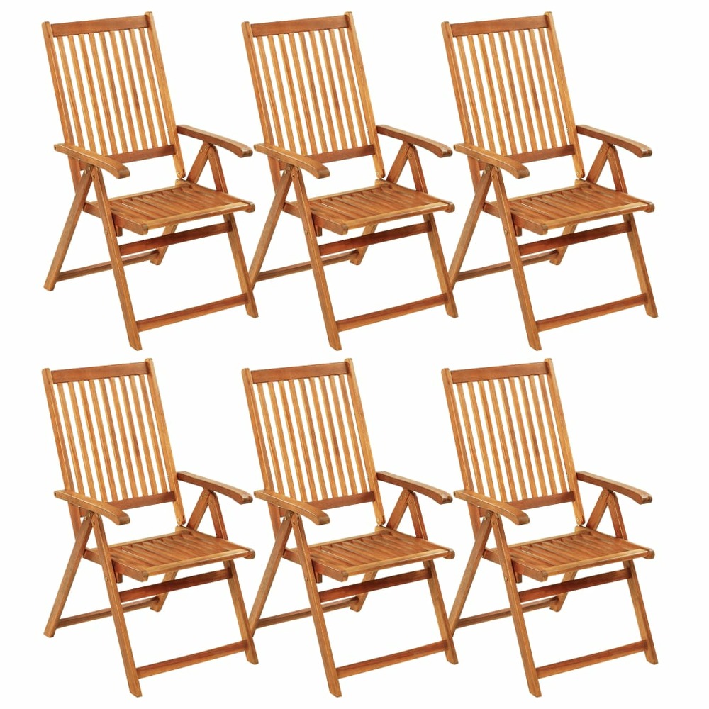 Chaises pliables de jardin lot de 6 avec coussins bois d'acacia