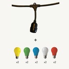 Guirlande guinguette java e27 - 10 ampoules a60 multicolores- 5m - prolongeable