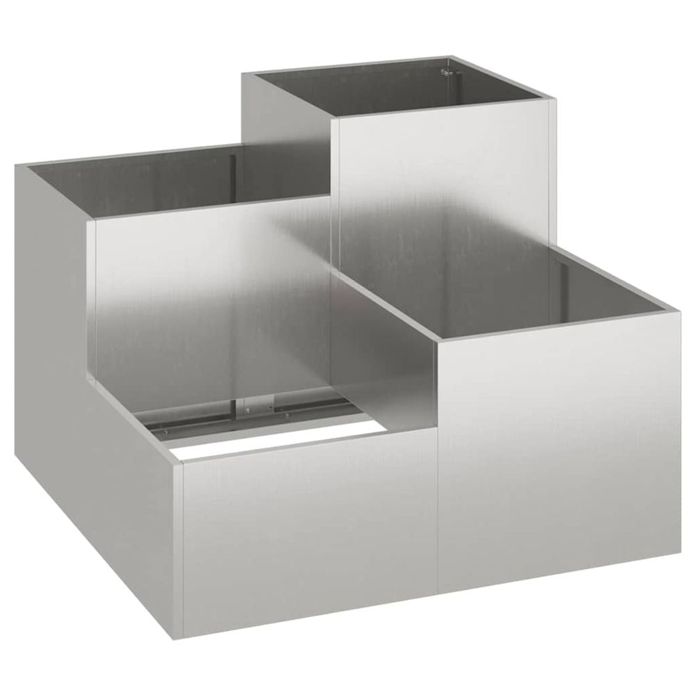 Cache-pot de jardin argent 80 x 80 x 60 cm acier inoxydable