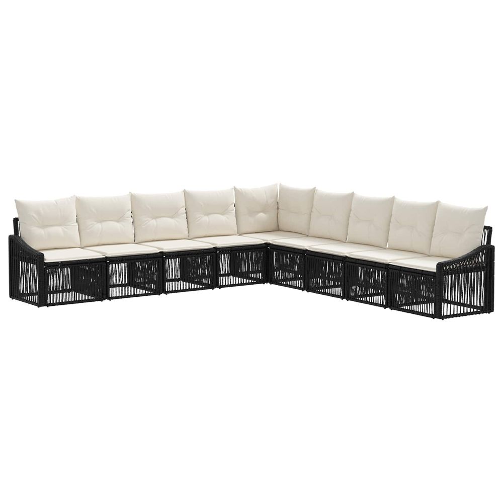 Ensemble de canapé de jardin 9 pc noir polyrotin