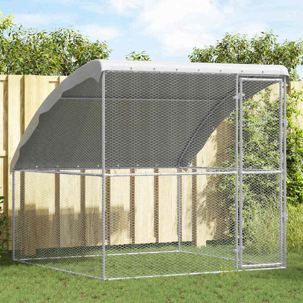 Volière carrée acier galvanisé toit bâché imperméable jardin 2x2m