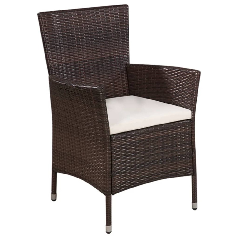 Mobilier de bistro 3 pcs résine tressée marron