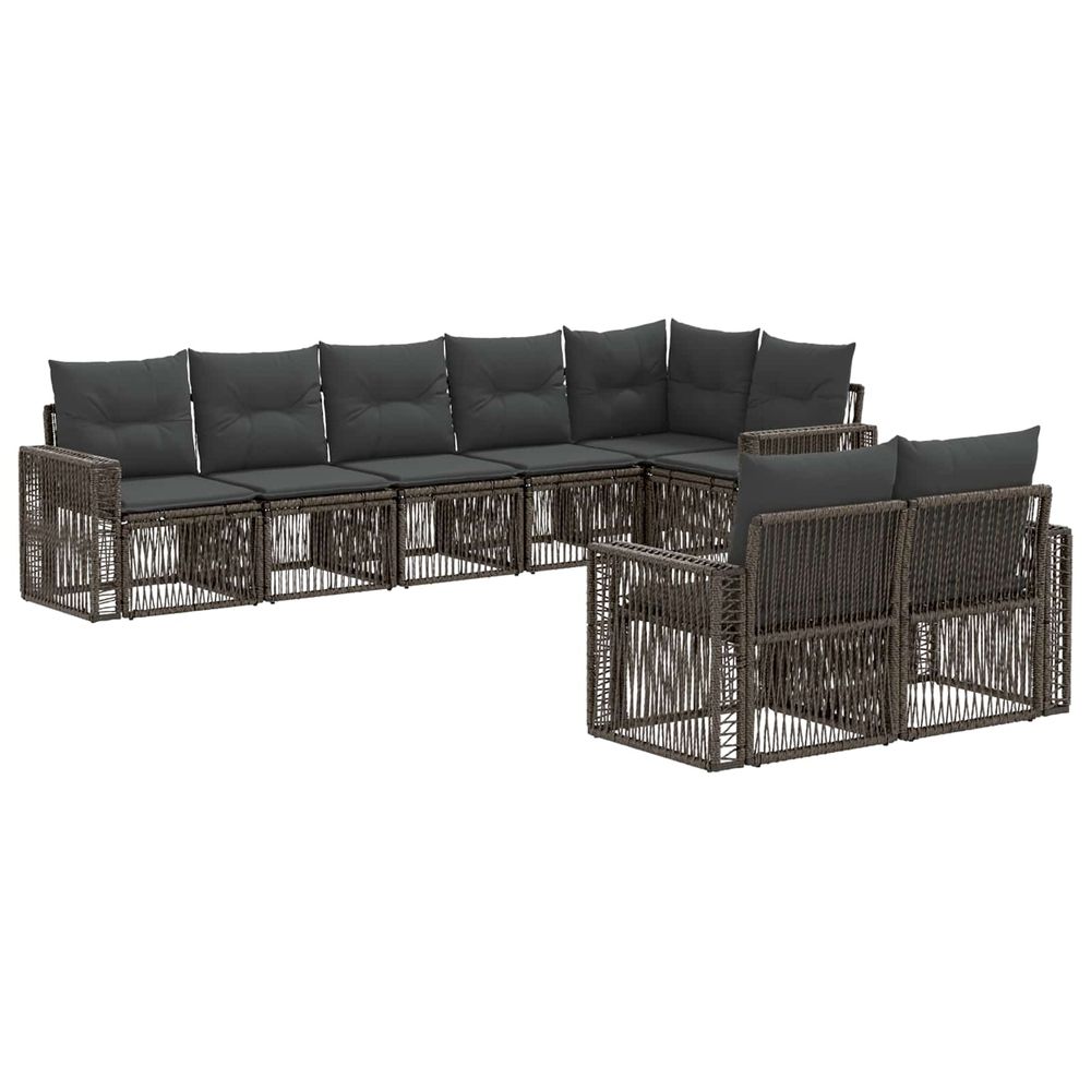 Ensemble de canapé de jardin 8 pc gris et gris foncé polyrotin