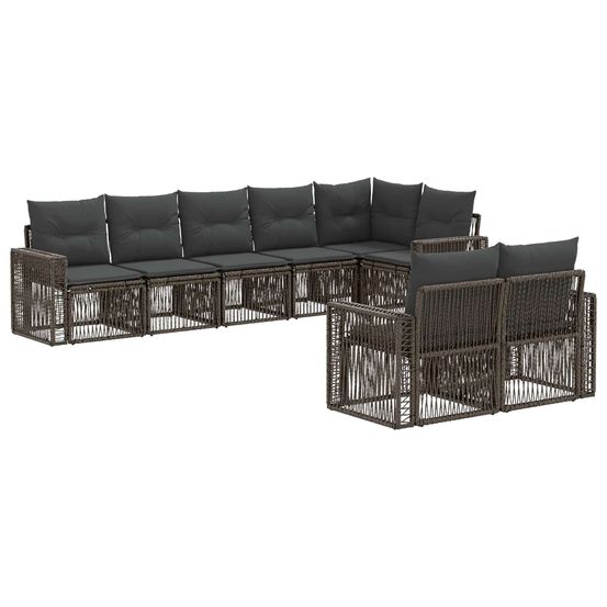 Ensemble de canapé de jardin 8 pc gris et gris foncé polyrotin