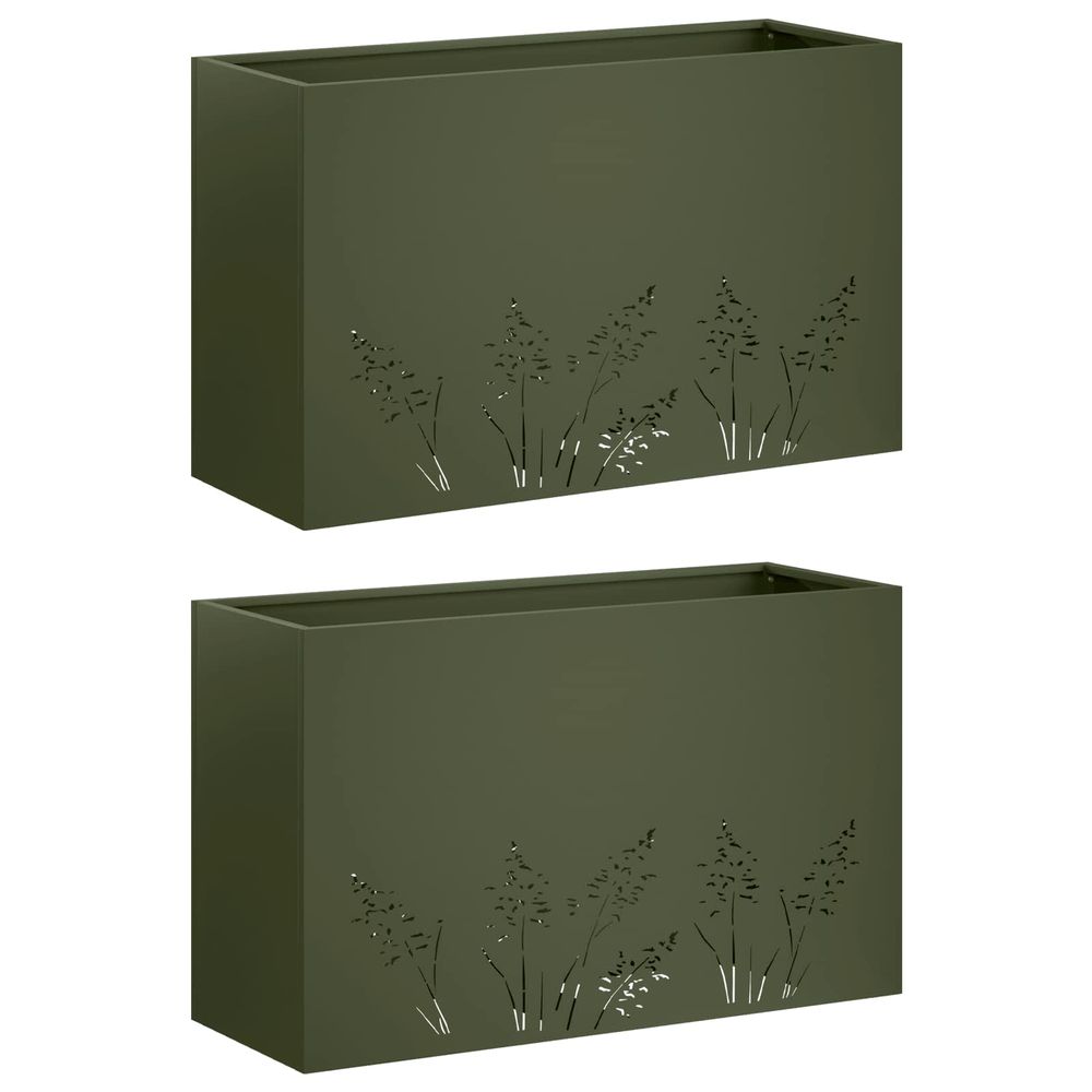 Cache-pot de jardin 2 pc vert olive 80 x 20 x 49 cm