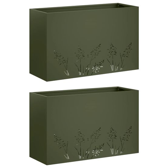 Cache-pot de jardin 2 pc vert olive 80 x 20 x 49 cm