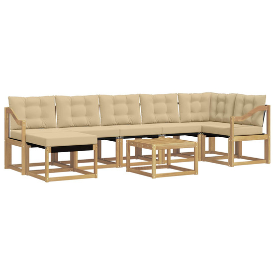 Ensemble de canapés d'extérieur 8 pcs blanc et beige