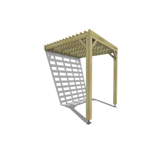 Pergola bois • 2m x 2m • adossée • sens profondeur • lattage bois • livraison comprise