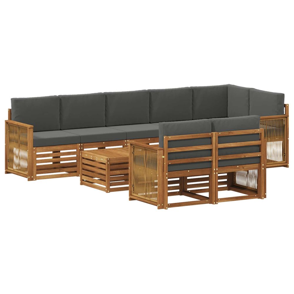 Ensemble de canapés d'extérieur 8 pc naturel et anthracite