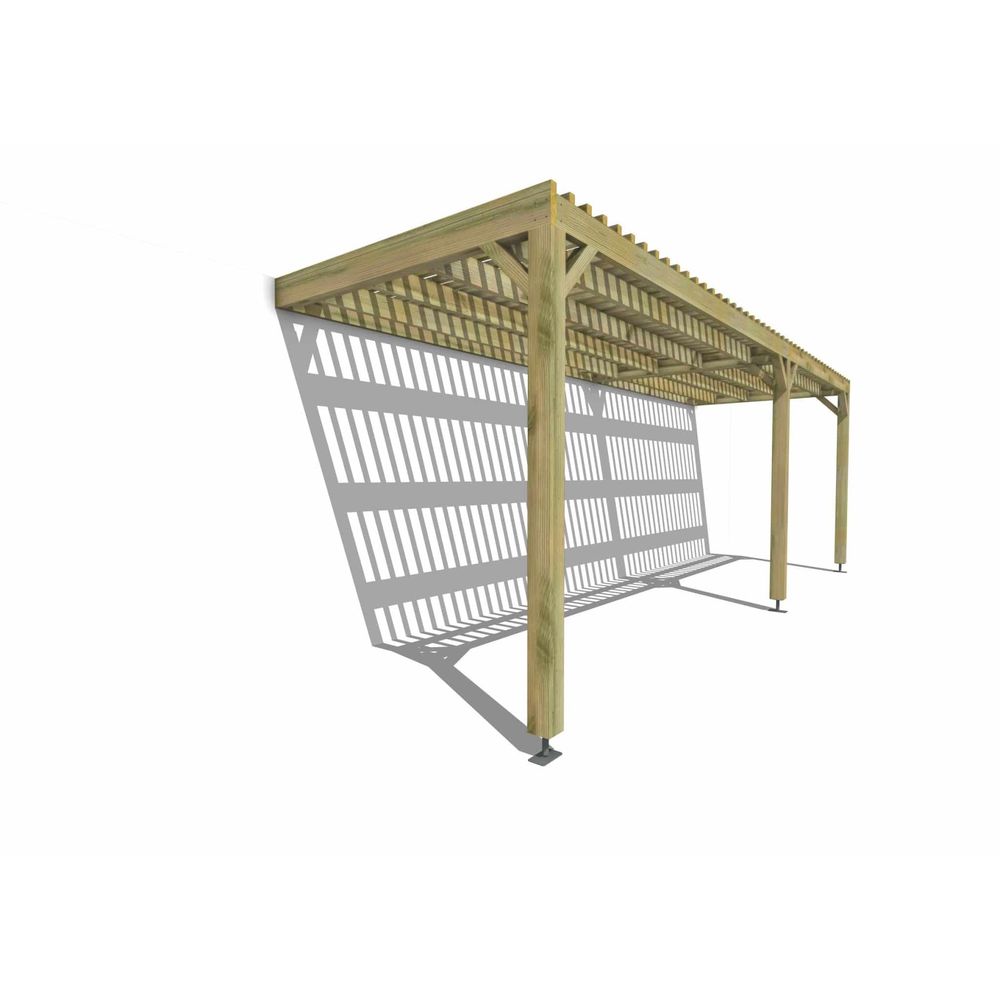 Pergola bois • 7m x 2m • adossée • sens largeur • lattage bois • livraison comprise