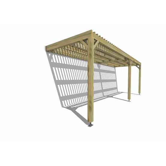 Pergola bois • 7m x 2m • adossée • sens largeur • lattage bois • livraison comprise