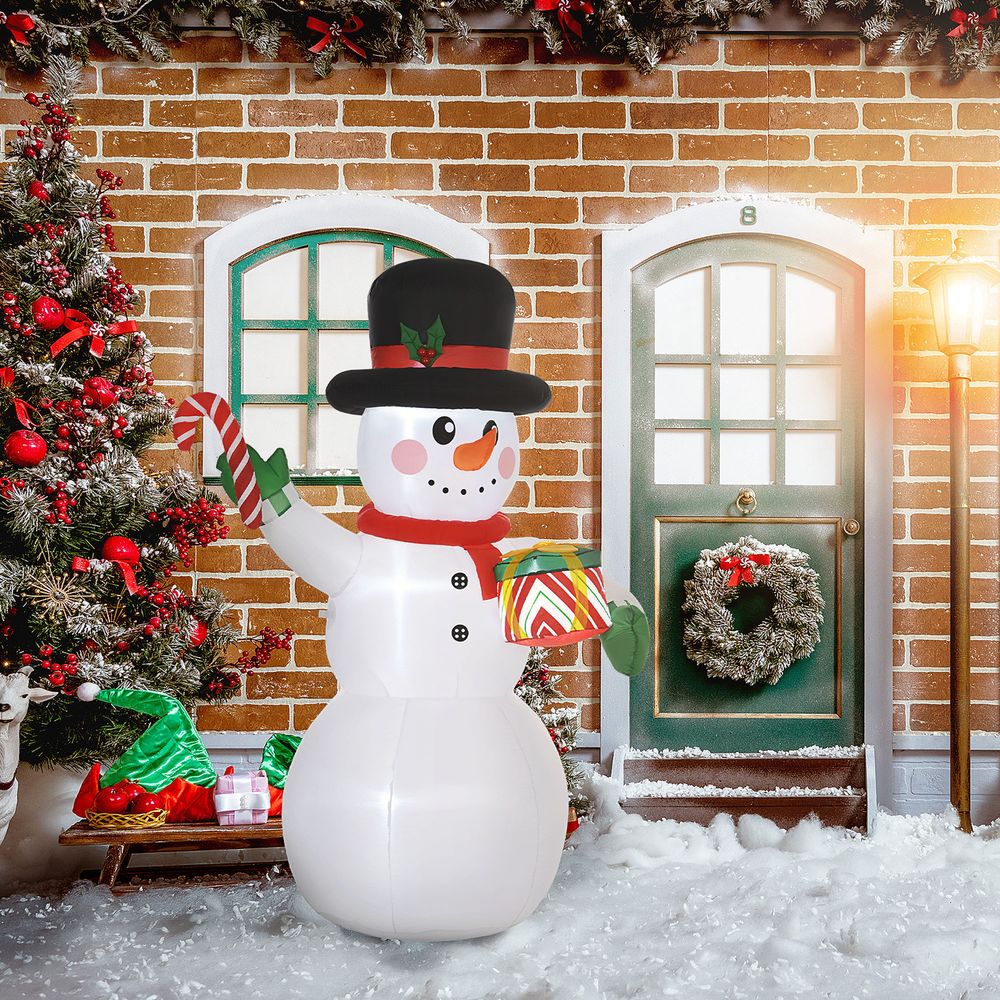 Bonhomme de neige gonflable en polyester blanc 180 cm