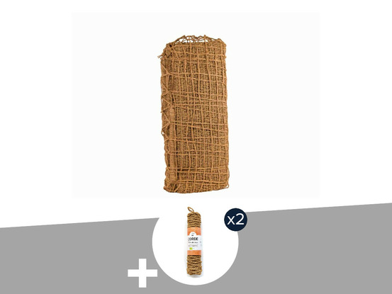 Ombrière naturelle en fibres de coco rectangulaire 3 x 2 m + 2 cordes fibre de c