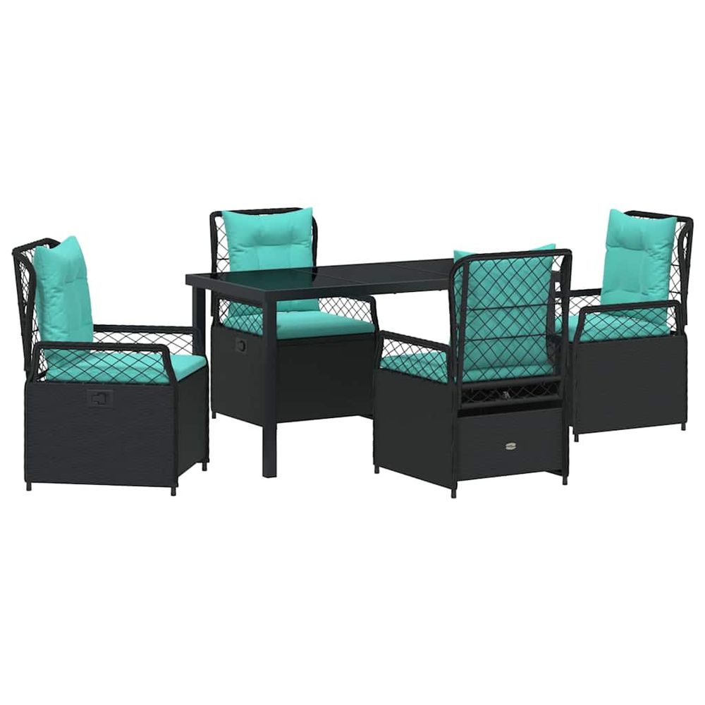 Ensemble de salle à manger pour jardin 5 pc noir polyrotin