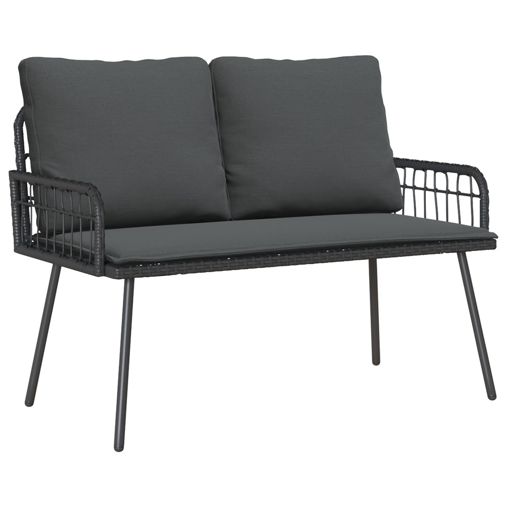 Banc de jardin noir 114x64x78 cm poly rattan