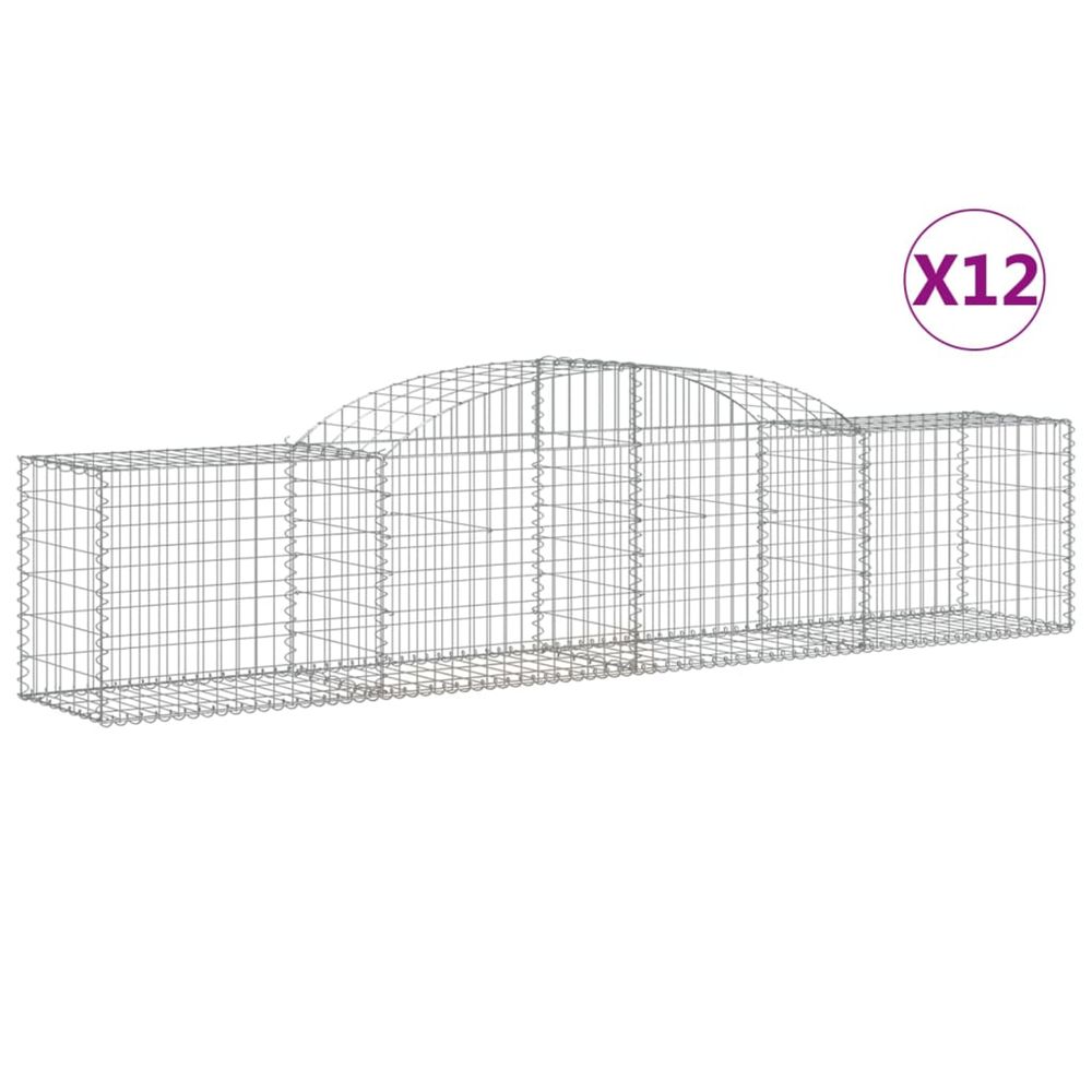 Paniers à gabions arqués 12 pcs 300x50x60/80 cm fer galvanisé