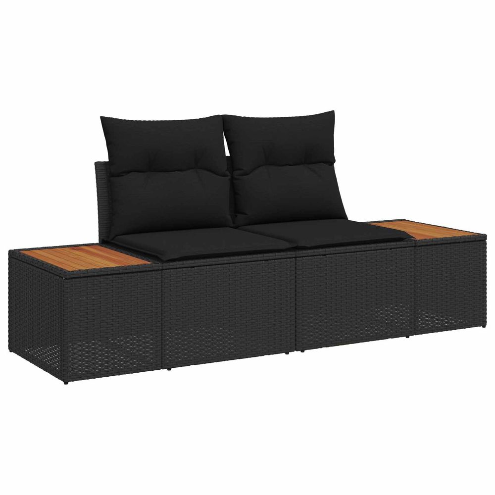 Canapé de jardin noir 184 x 62 x 85cm polyrotin