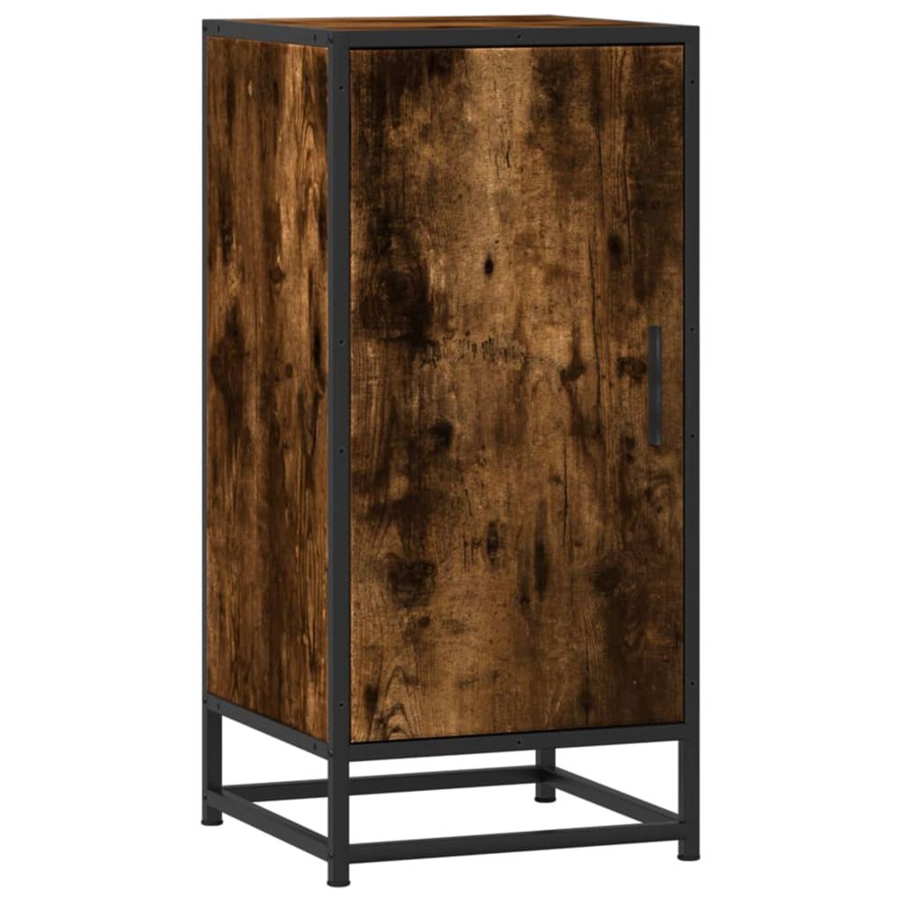 Buffet chêne fumé 35,5x35x76 cm bois d'ingénierie et métal