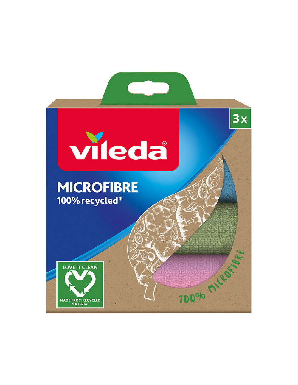 Chiffon en microfibre 100% recyclé 3 unités 168310 vileda