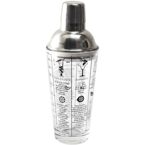 Shaker en verre 45 cl avec recettes lounge