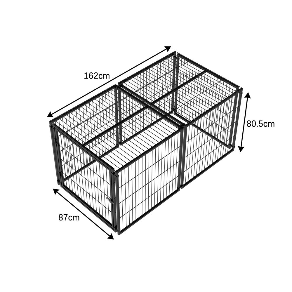 Cage enclos chien acier intérieur parc modulable toit sécurisé 162x87cm noir - comfortxl outdoor living