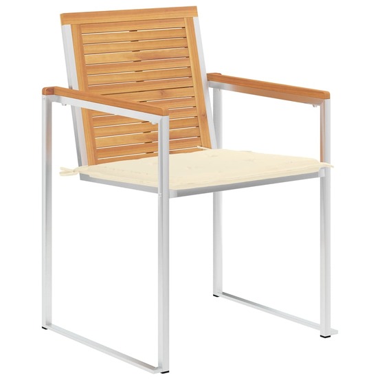Chaises de jardin lot de 4 avec coussins bois de teck massif