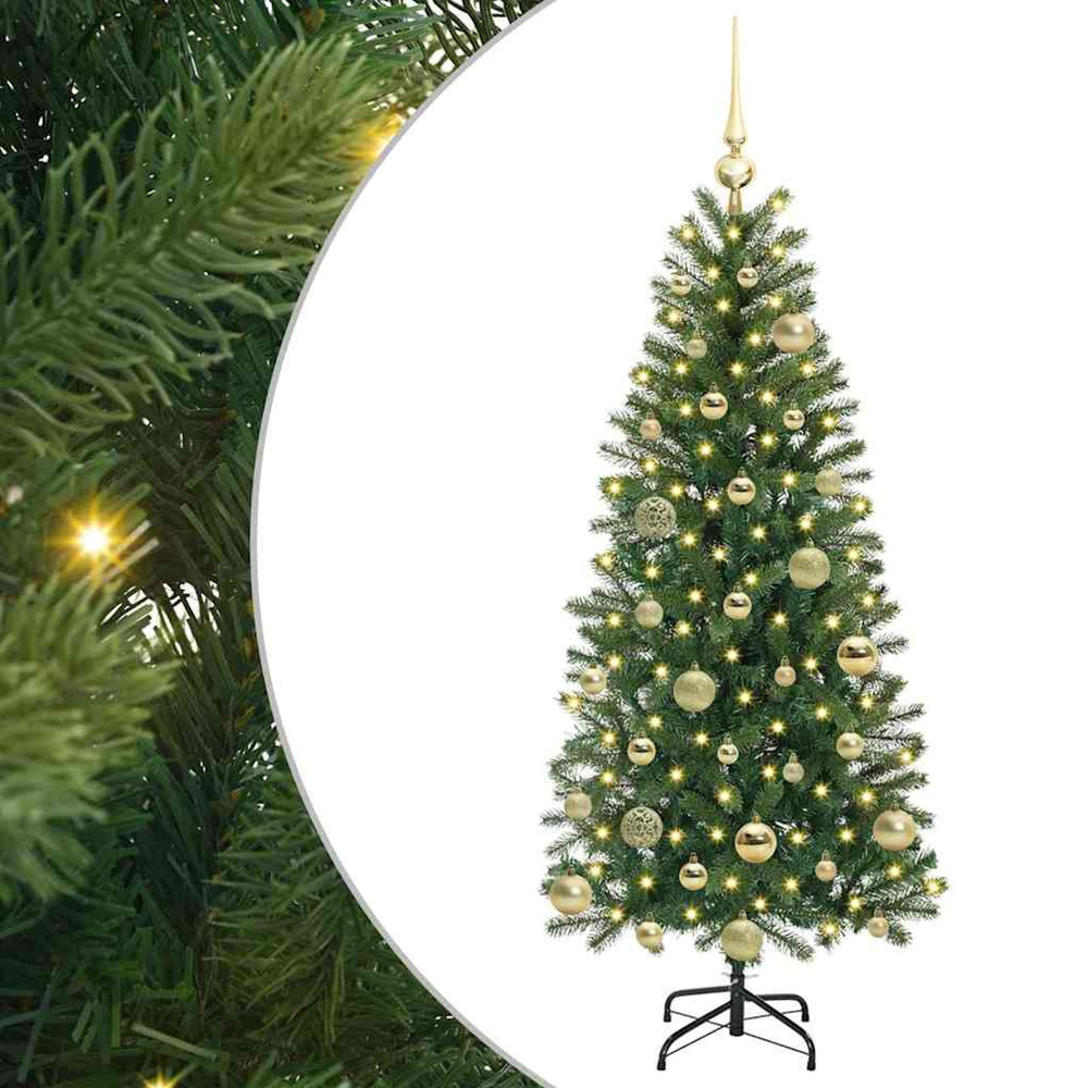 Sapin de noël artificiel avec 150 led vert 120 cm pe et pvc