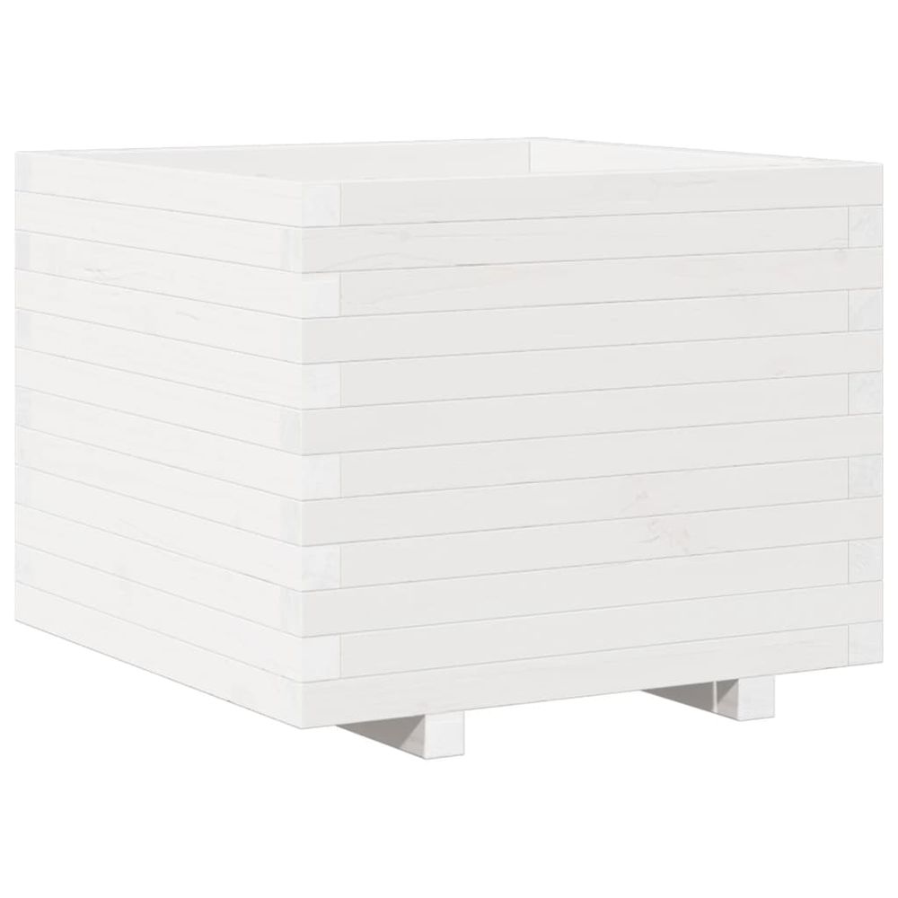 Jardinière blanc 60x60x49,5 cm bois de pin massif