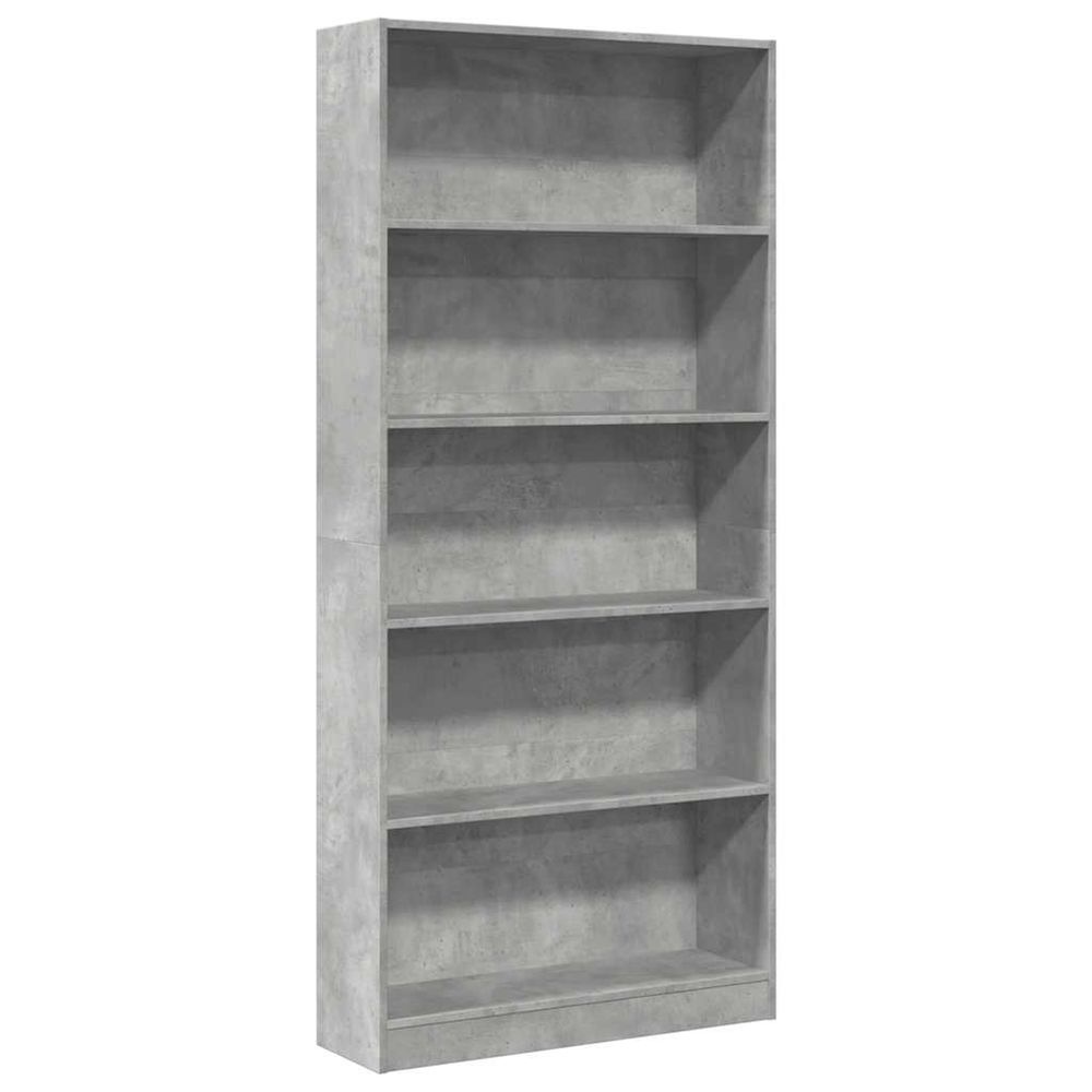 Bibliothèque gris béton 80x24x176 cm bois d'ingénierie