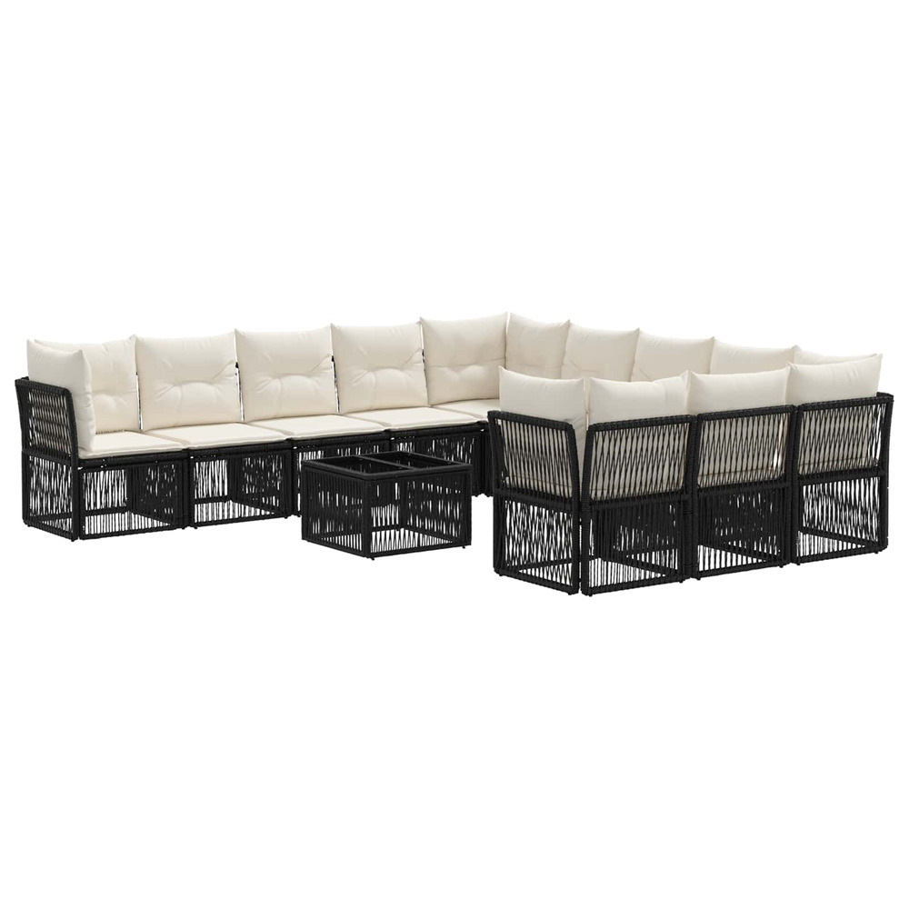 Ensemble de canapé de jardin 12 pcs noir polyrotin