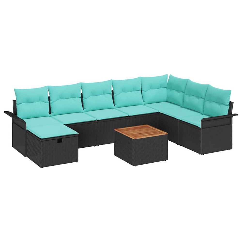 Ensemble de canapé de jardin 9 pc noir poly rotin