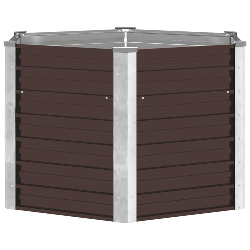 Carré potager hexagonal surélevé acier galvanisé jardin marron 129x129x77 cm