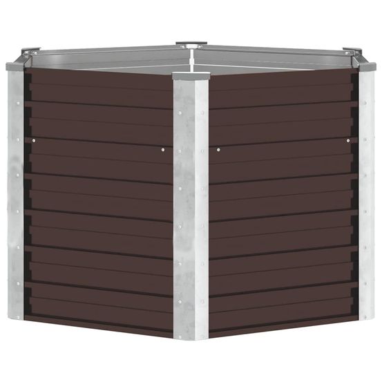 Carré potager hexagonal surélevé acier galvanisé jardin marron 129x129x77 cm