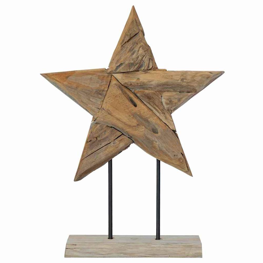 Étoile de noël marron 43,5 x 13,5 x 59 cm bois de teck massif