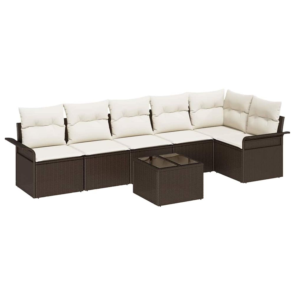 Ensemble de canapé de jardin 7 pc marron polyrotin