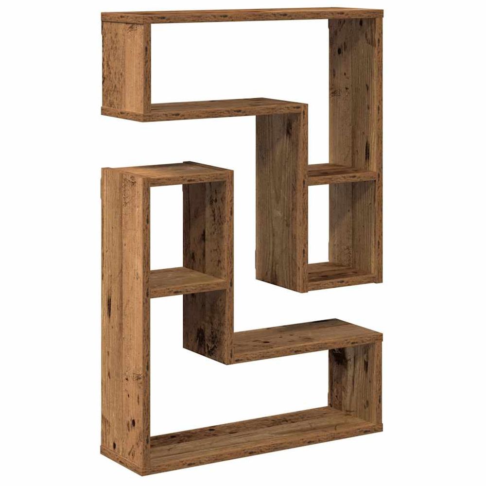 Étagères cube murales 2 pcs vieux bois 50x15x50 cm
